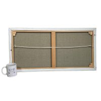 Alternative view of Vintage French River Sunset Painting Oil On Stretched Canvas Unsigned circa 2000