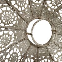 Alternative view of Vintage French Large Crochet Lamp Shade Lampshade Pedestal Floor Standing Ceiling Side Lamp Light circa 1970-80's