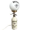Vintage French Tavern Whisky Bar Man Cave Decor Counter Lamp Electric Light Glass Lampshade Ceramic Soda Bottle c1970-80's