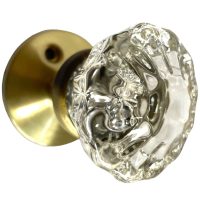 Vintage Canadian Dominion Lock Co Ltd Jewel Glass Dummy Knob Metal Brass Door Knobs Handles Handle SOLD INDIVIDUALLY circa 1980-90's