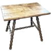 Vintage French Table Bobbin Leg Small Side Kitchen Table Rectangular Shaped Plant Rest Stand Plinth Rustic Tabouret c1950's