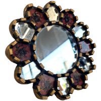 Vintage Mirror South American Peruvian Wall Hanging Wood Glass One-Off Small Decorative Cloakroom c1980-90's