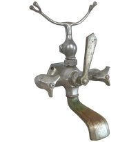 Vintage French Chromed Metal Bathroom Kitchen Hot Cold Mixer Froid Chaud Faucet Water Tap Plumbing Taps Shower Head Rest c1940-50s