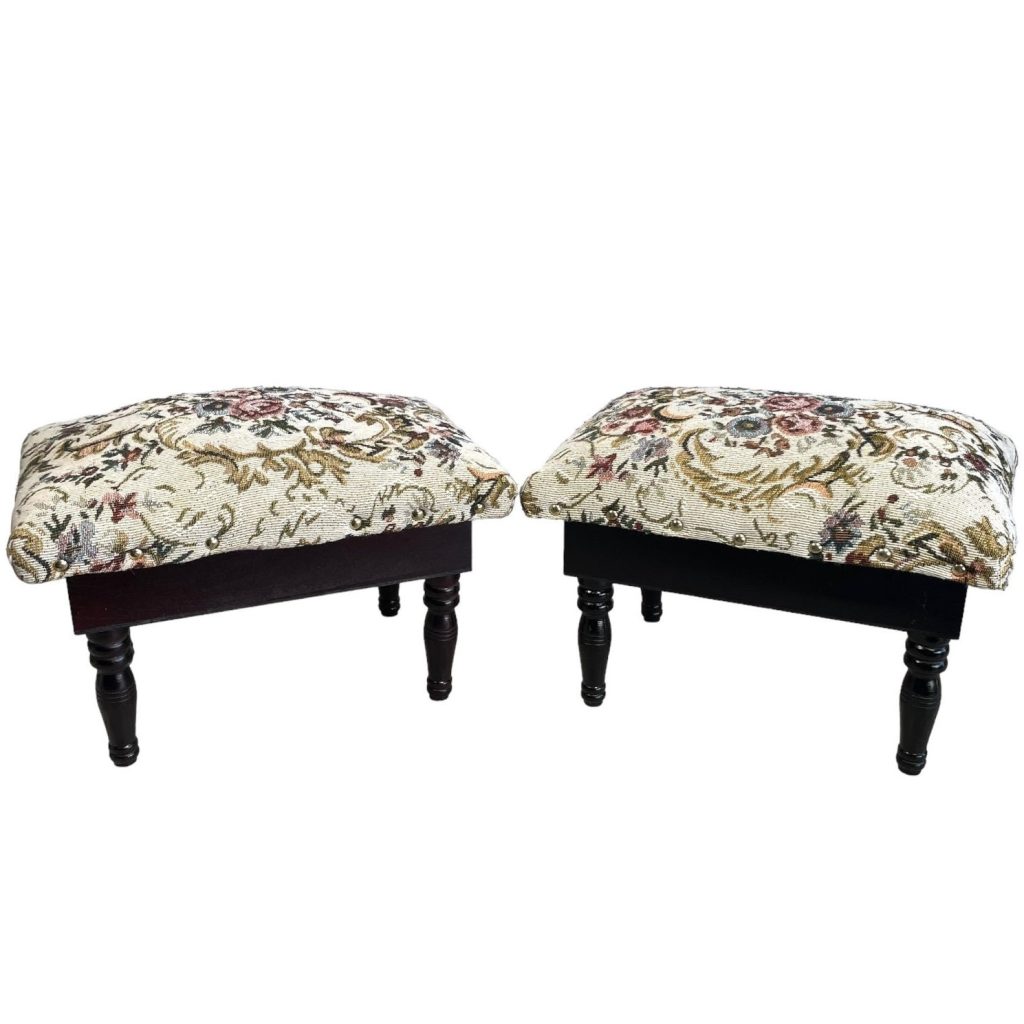 Vintage Asian Cushioned Bench Foot Stool Storage Compartment Dark Cherry Bergundy Wood Cushion Padded Bench Seat Side Display c1990's