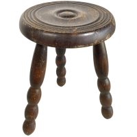 Vintage French Brittany Breton Style Stool Wooden Chair Seat Kitchen Side Table Flower Pot Stand Display Prop Tabouret circa 1950-60's
