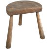 Stool Vintage French Small Milking Stool Wooden Brown Small Stand Display Rest Plinth D Shaped Seat Tapered Legs Tabouret c1950's