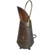 Vintage French Fleur De Lys Copper Brass Metal Coal Shuttle Bucket Fireplace Fire Place Furniture Umbrella Stick Stand c1970's