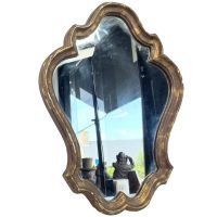 Vintage French Large Mirror Plaster Coated Wood Framed Wall Hanging Heavy Golden Decor Bathroom Hallway DAMAGED c1950-60's