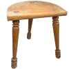 Vintage French Wooden Turned Leg Milking Stool Chair Seat Table Farm D Shaped Seat Plant Rest Stand Plinth Tabouret c1950-60's