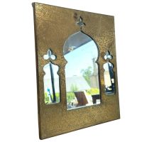 Vintage Mirror Moroccan Wall Hanging Brass Metal Glass One-Off Small Decorative Cloakroom c1970-80's