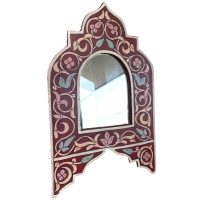 Vintage Mirror Moroccan Wall Hanging Wood Glass One-Off Small Decorative Cloakroom c1970-80's