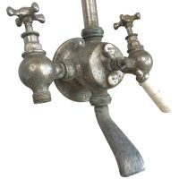 Vintage French Saunier Duval Paris Chromed Metal Bathroom Shower Hot Cold Mixer Froid Chaud Faucet Water Tap Taps Shower c1940-50s