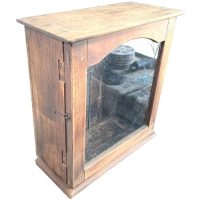 Antique French Wooden Glass Fronted And Shelf Display Cabinet Vertical Curio Curiosity Wall Mounted circa 1920's