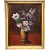 Vintage French Still Life Purple Flowers Study Acrylic Painting On Board Framed Unsigned circa 1950-60's