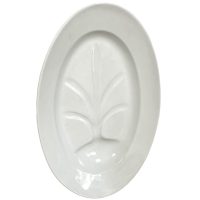 Antique French Large Well And Tree Channel Porcelain Meat Serving Platter Plate Dish Bowl Draining Serving circa 1880-1900's