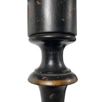 Alternative view of Antique French Wooden Paper Mache Mother Of Pearl Inlay Black Wood Leg Vide Poche Table Side Stand Display Prop Decor Tabouret c1850's