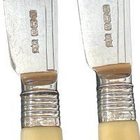 Alternative view of Antique English Mappin Webb Silver Bone Fish Knifes Forks Wooden Cased Cutlery Silverware Hallmarked circa 1910's