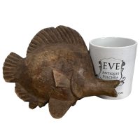 Alternative view of Vintage German Austrian Wooden Wood Carved Animal Fish Decorative Hand Carved Figurine Decor Folk Art DAMAGED c1940-1950's