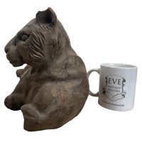 Alternative view of Vintage German Austrian Wooden Wood Carved Animal Lion Tiger Cat Decorative Hand Carved Figurine Decor Folk Art DAMAGED c1940-1950's