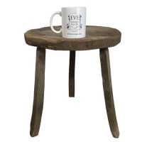 Alternative view of Stool Vintage French Traditional Worn Weathered Stool Small Chair Table Stand Rest Plinth Seating Plant Tabouret c1940-50's