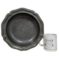 Alternative view of Antique French DAMAGED Pewter Serving Presentation Plate Dish circa 1900's