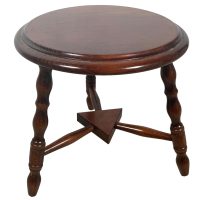 Alternative view of Vintage French Wooden Wood Small Stool Chair Seat Side Table Kitchen Flower Pot Stand Display Tabouret circa 1980's