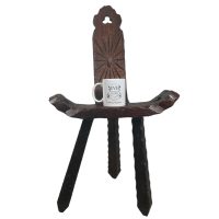 Alternative view of Birthing Stool Vintage French Traditional Wooden Brown Small Chair Stand Display Rest Plinth Seating Tabouret REPAIRS NEEDED c1950's