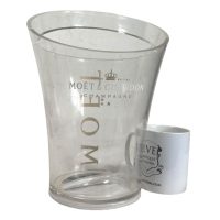 Alternative view of Vintage French Clear Plastic Moet & Chandon Champagne Wine Ice Bucket Cooler Display Stand Pot Handled c1980-90's