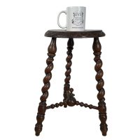 Alternative view of Stool Antique French Traditional Wooden Small Chair Stand Display Rest Plinth Seating Tabouret Barley Twist DAMAGED BROKEN c1900's