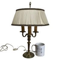 Alternative view of Vintage French Brass Triple Bulb Reading Desk Lamp Lantern Electric Illuminating Light circa 1950-60's