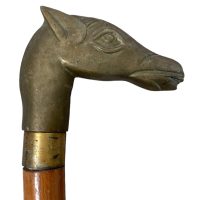 Alternative view of Vintage French Walking Stick With Brass Horse Shaped Handle Souvenir Decorative Walkers Gift circa 1980-1990's