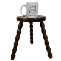 Alternative view of Stool Vintage French Tripod Bobbin Style Leg Chair Seat Wooden Milking Kitchen Table Plant Rest Stand Plinth Tabouret c1970's