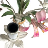 Alternative view of Vintage French Toleware Tole Style Metal Flower Petal Bloom Shaped Wall Ceiling Electric Lamp Light Lighting Shabby Chic c1970s