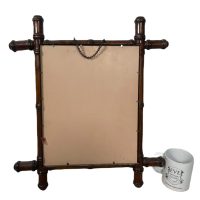 Alternative view of Vintage French Bamboo Look Wood Wooden Framed Mirror Dressing Table Bathroom Conservatory Bedroom Boudoir c1960-70's