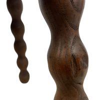 Alternative view of Vintage French Stool Chair Seat Wooden Milking Kitchen Table D Shaped Seat Bobbin Leg Plant Rest Stand Plinth Tabouret c1960-70's