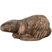 Vintage German Austrian Wooden Wood Carved Animal Rabbit Beaver Decorative Hand Carved Figurine Decor Folk Art DAMAGED c1940-1950's