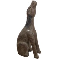 Vintage German Austrian Wooden Wood Carved Animal Howling Wolf Dog Decorative Hand Carved Figurine Decor Folk Art DAMAGED c1940-1950's