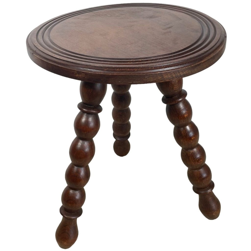 Stool Vintage French Traditional Worn Lightly Damaged Stand Bobbin Turned Leg Rest Plinth Plant Tabouret c1970's