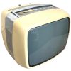 Vintage French Continental Edison Push Button Black And White Portable Television TV 110-220v circa 1970's