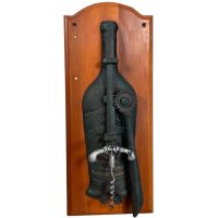 Vintage French Wall Mounted Metal Wooden Corkscrew Cork Puller Bottle Opener Bar Cafe Restaurant Decor circ 1990-00's