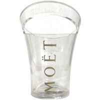 Vintage French Clear Plastic Moet & Chandon Champagne Wine Ice Bucket Cooler Display Stand Pot Handled c1980-90's