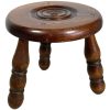 Stool Vintage French Traditional Worn Weathered Damaged Milking Stool Small Chair Stand Bobbin Leg Rest Plinth Plant Tabouret c1960's
