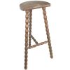 Vintage Tripod Stool French Tall Wooden Wood Bar Chair Seat Kitchen Table Farm D Shaped Seat Braced Tabouret c1960-70's