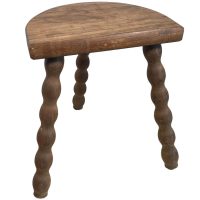 Vintage French Wooden Tripod Bobbin Leg Milking Stool Chair Seat Table Farm D Shaped Seat Plant Rest Stand Plinth Tabouret c1960-70’s Vintage French Wooden Tripod Bobbin Leg Milking Stool Chair Seat Table Farm D Shaped Seat Plant Rest Stand Plinth Tabouret c1960-70's