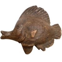 Vintage German Austrian Wooden Wood Carved Animal Fish Decorative Hand Carved Figurine Decor Folk Art DAMAGED c1940-1950's