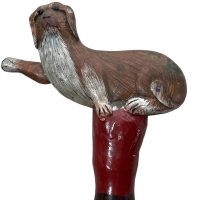 Vintage French Walking Stick With Dog Shaped Handle Souvenir Decorative Walkers Gift circa 1980-1990's