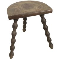 Vintage French Wooden Tripod Bobbin Leg Milking Stool Chair Seat Table Farm D Shaped Seat Plant Rest Stand Plinth Tabouret c1960-70’s Vintage French Wooden Tripod Bobbin Leg Milking Stool Chair Seat Table Farm D Shaped Seat Plant Rest Stand Plinth Tabouret c1960-70's