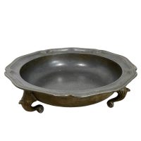 Antique French DAMAGED Pewter Serving Presentation Plate Dish circa 1900's