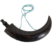 Vintage Moroccan Horn Flask Decanter Bottle Arabian Theme Tribal Desert Display c1960-70's