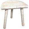 Stool Vintage French White Small Milking Stool Wooden Brown Small Chair Stand Display Rest Plinth D Shaped Seat Tabouret c1970's